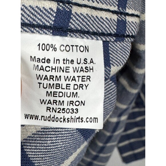 Flying R Ranchwear Mens 4XL Blue White Plaid Pearl Snap Western Made in USA - Picture 11 of 11